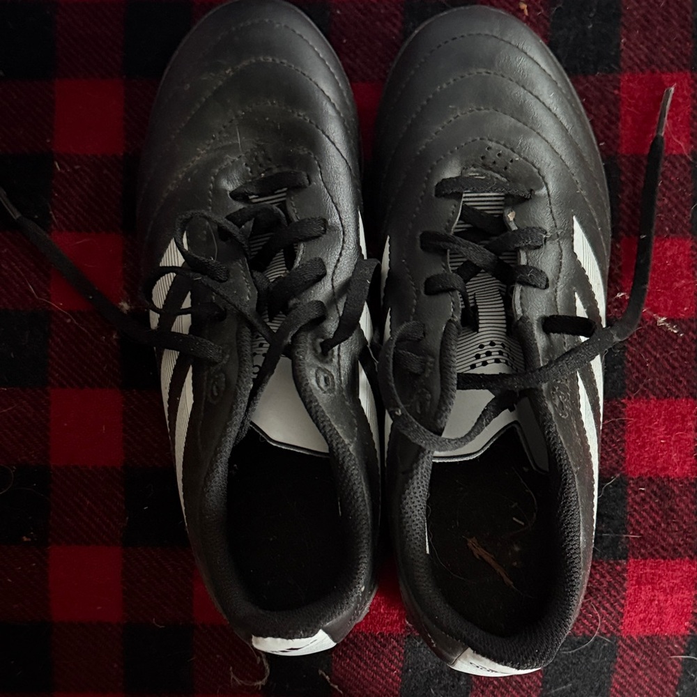 Men's Black Soccer Cleats with White Stripes